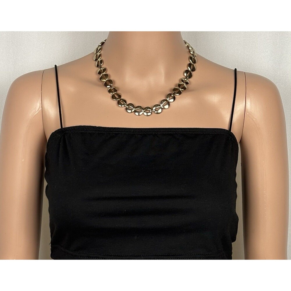 Signed MONET Vintage Domed Link Necklace Retro 80s Chunky Collar